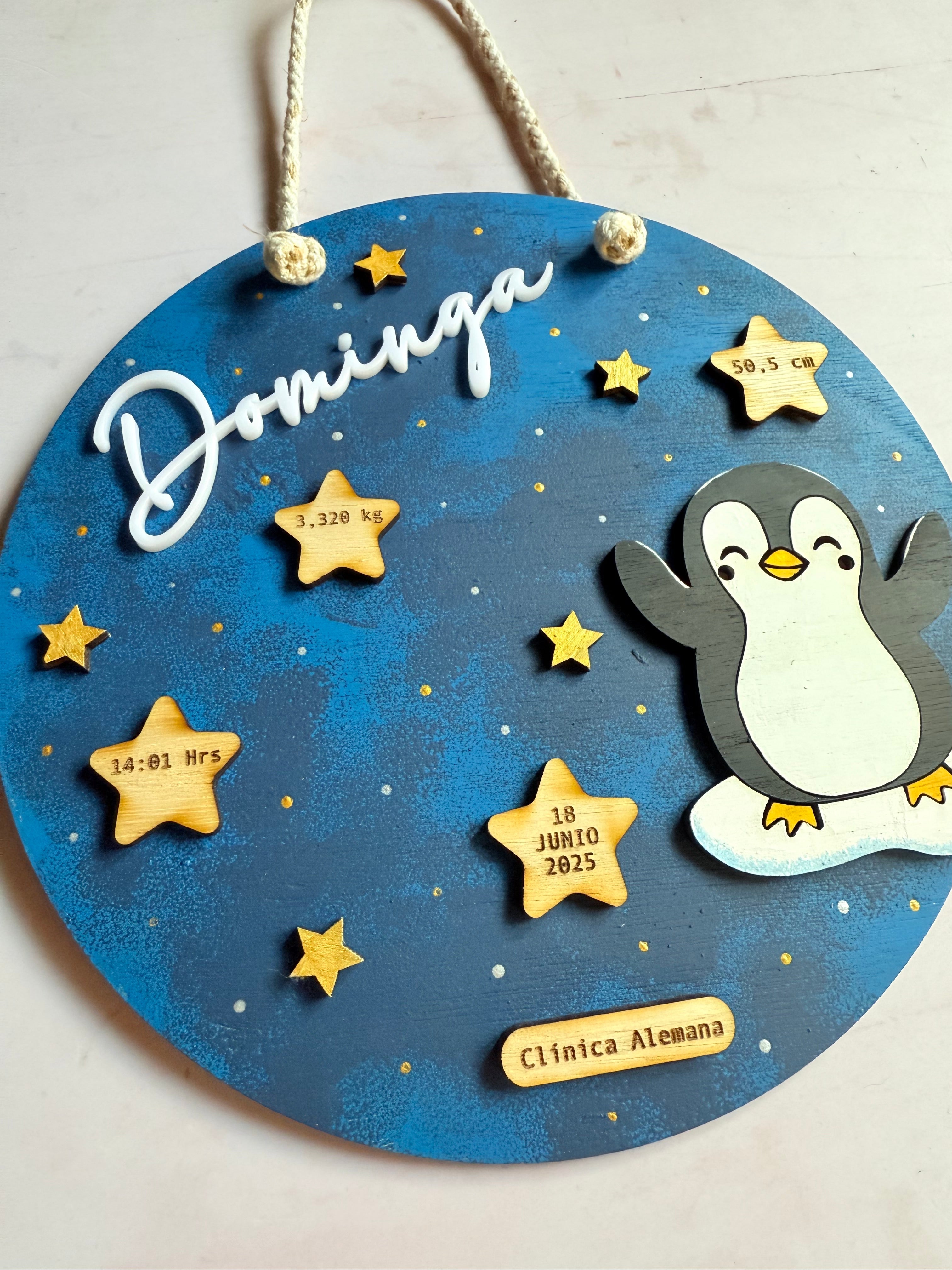 Cartel de nacimiento pingüino