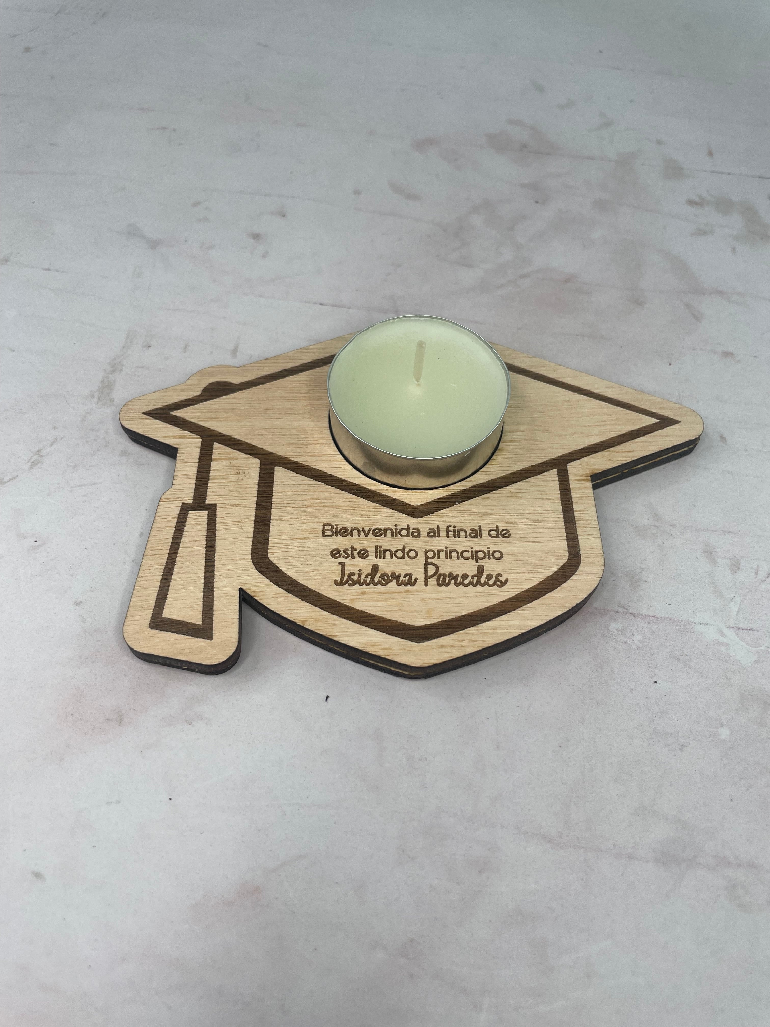 Porta vela recuerdo de graduación