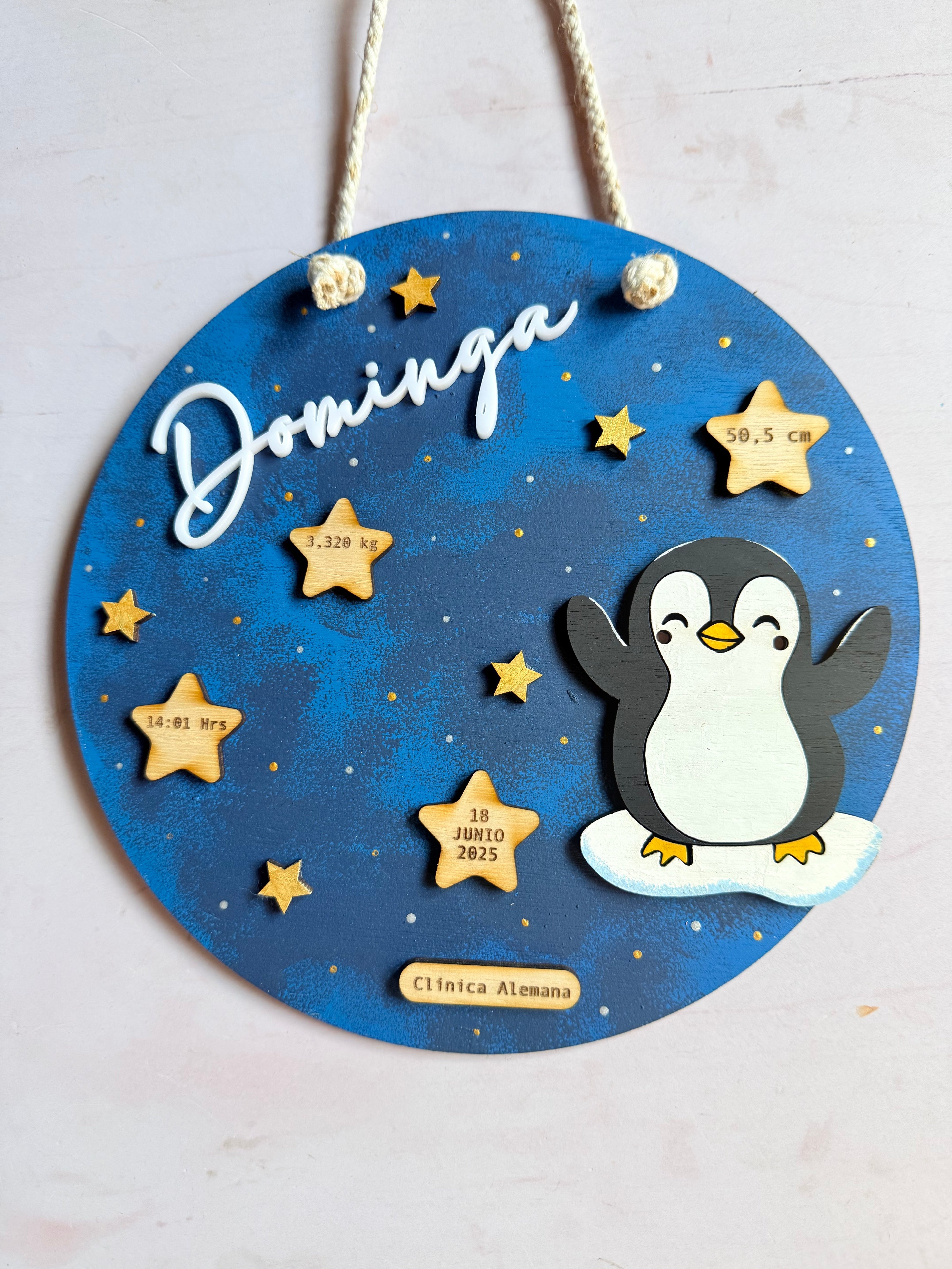Cartel de nacimiento pingüino