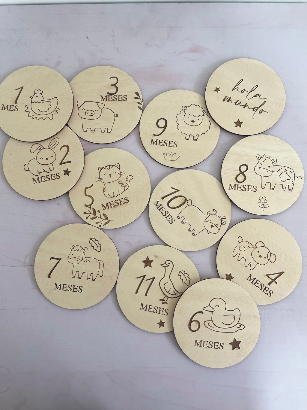 Placas cumple mes animales de granja