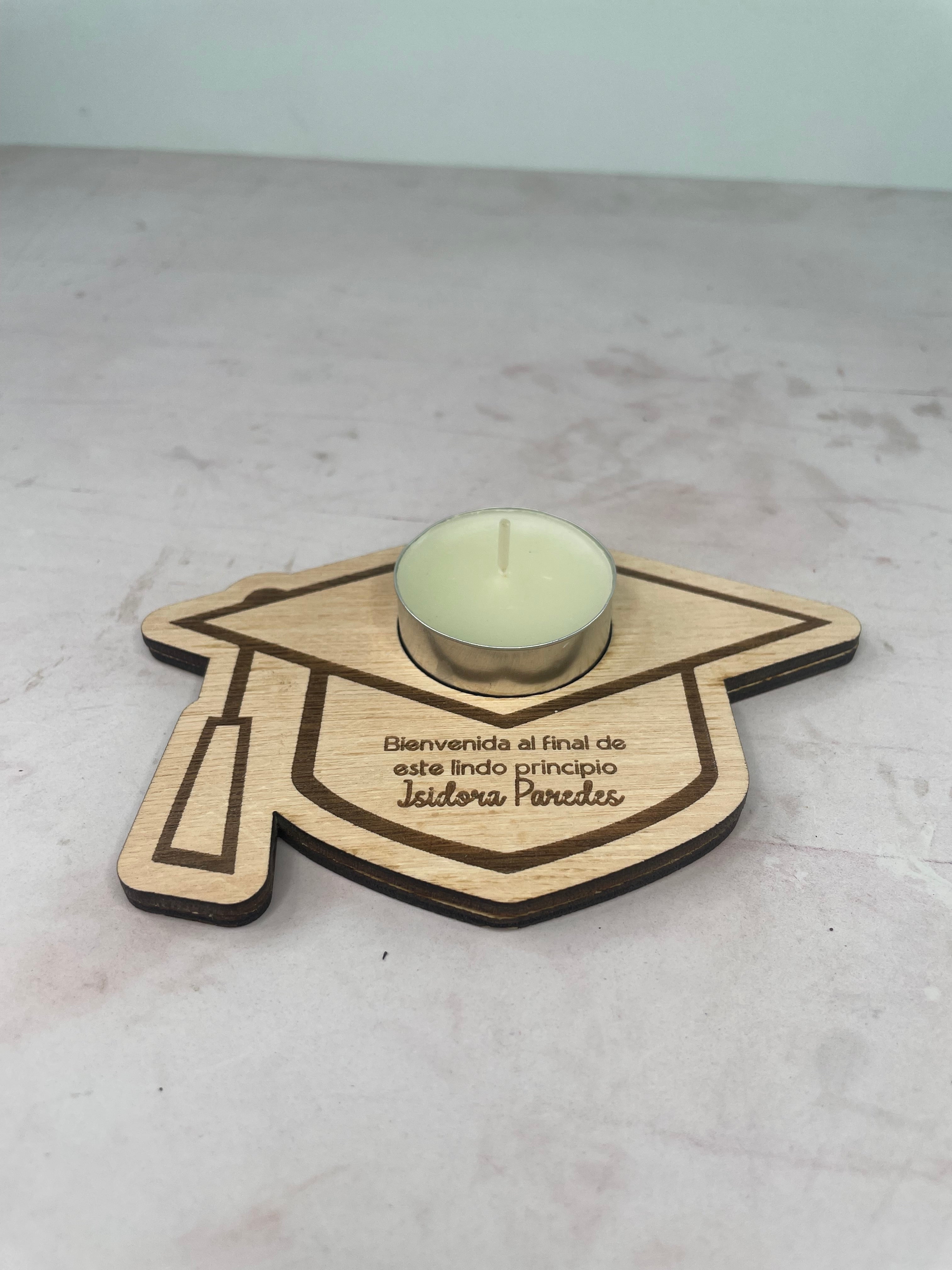 Porta vela recuerdo de graduación