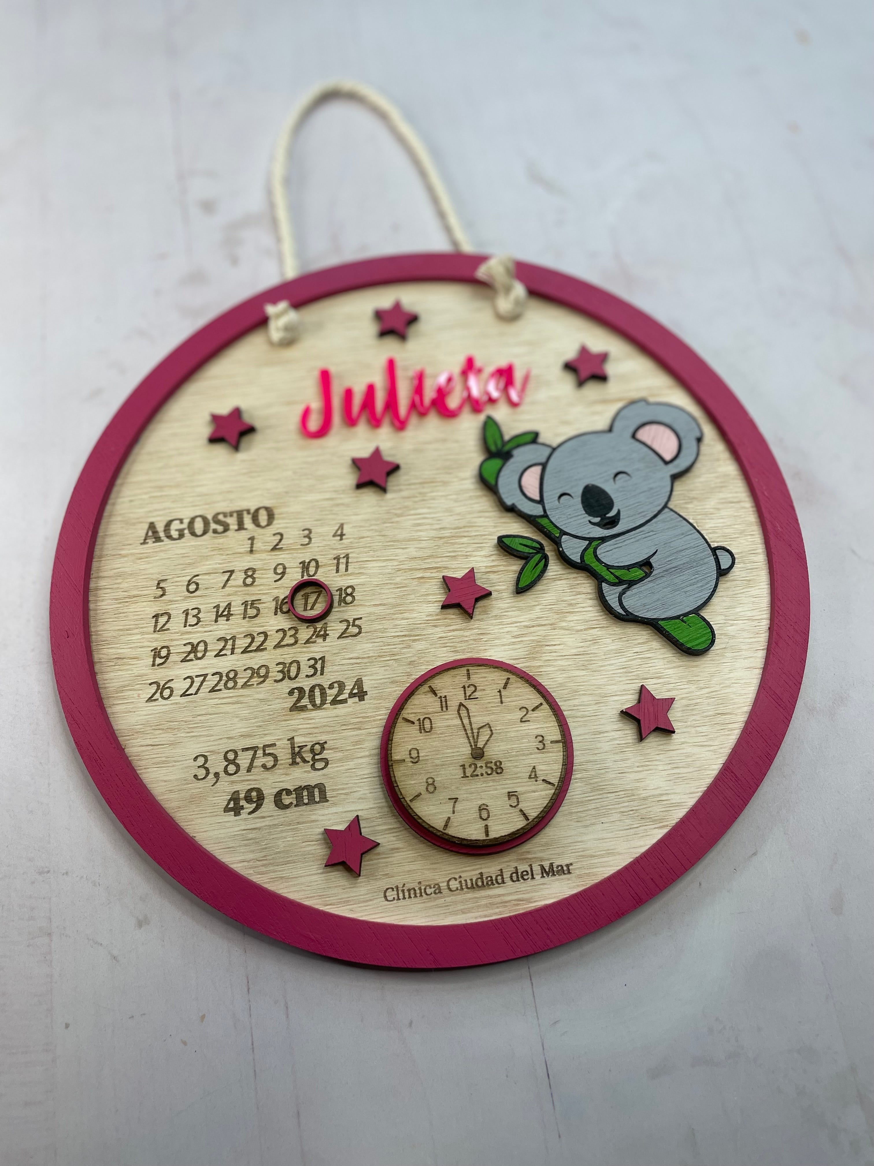 Cartel datos de nacimiento koala