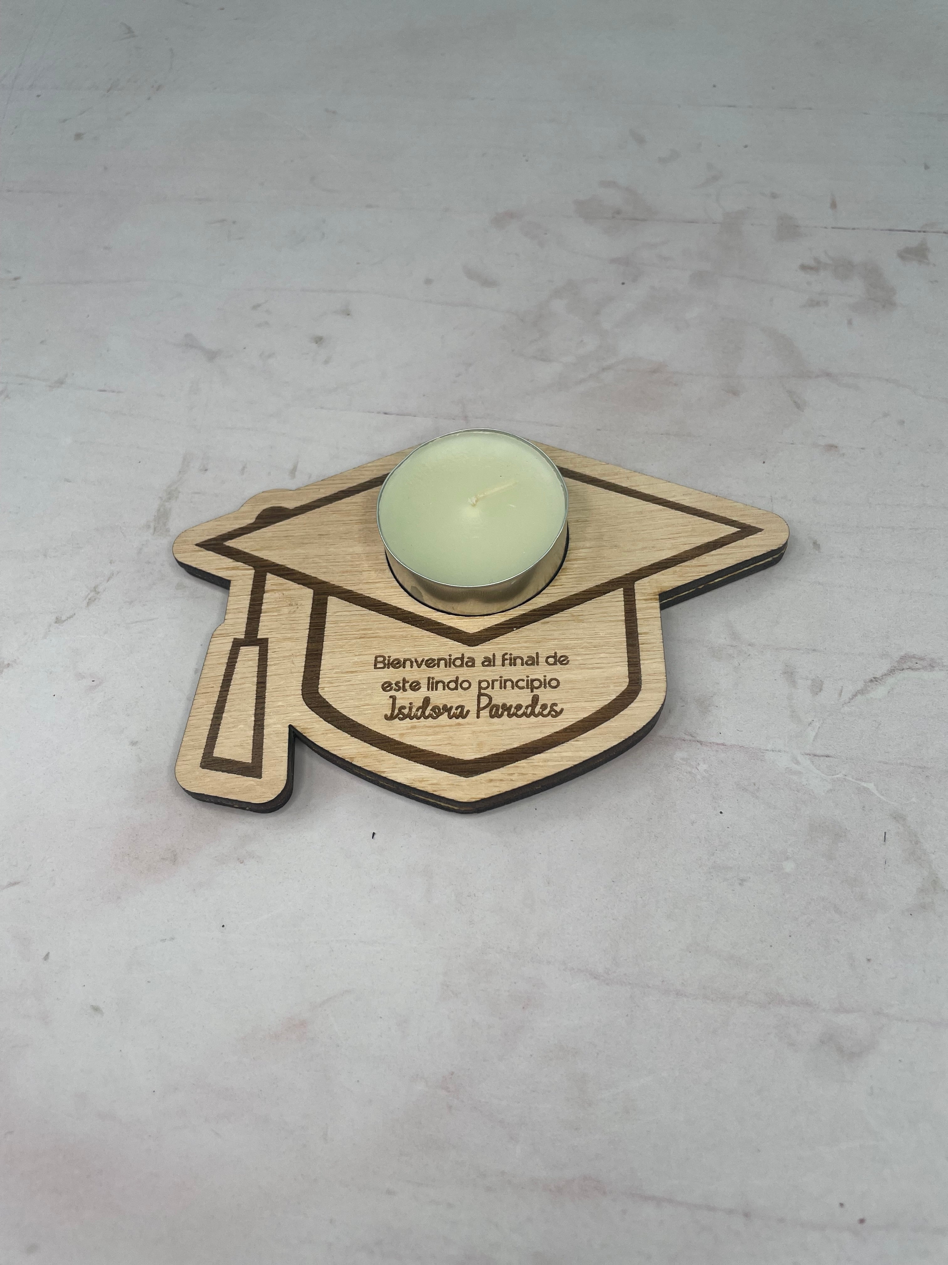Porta vela recuerdo de graduación