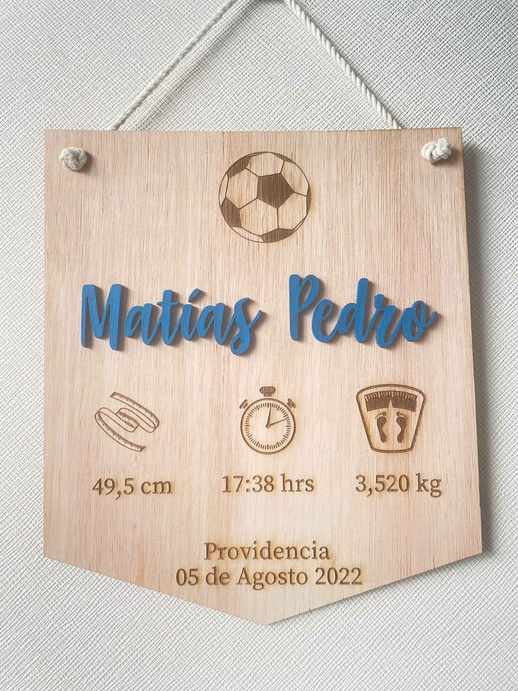 Cartel datos nacimiento fútbol