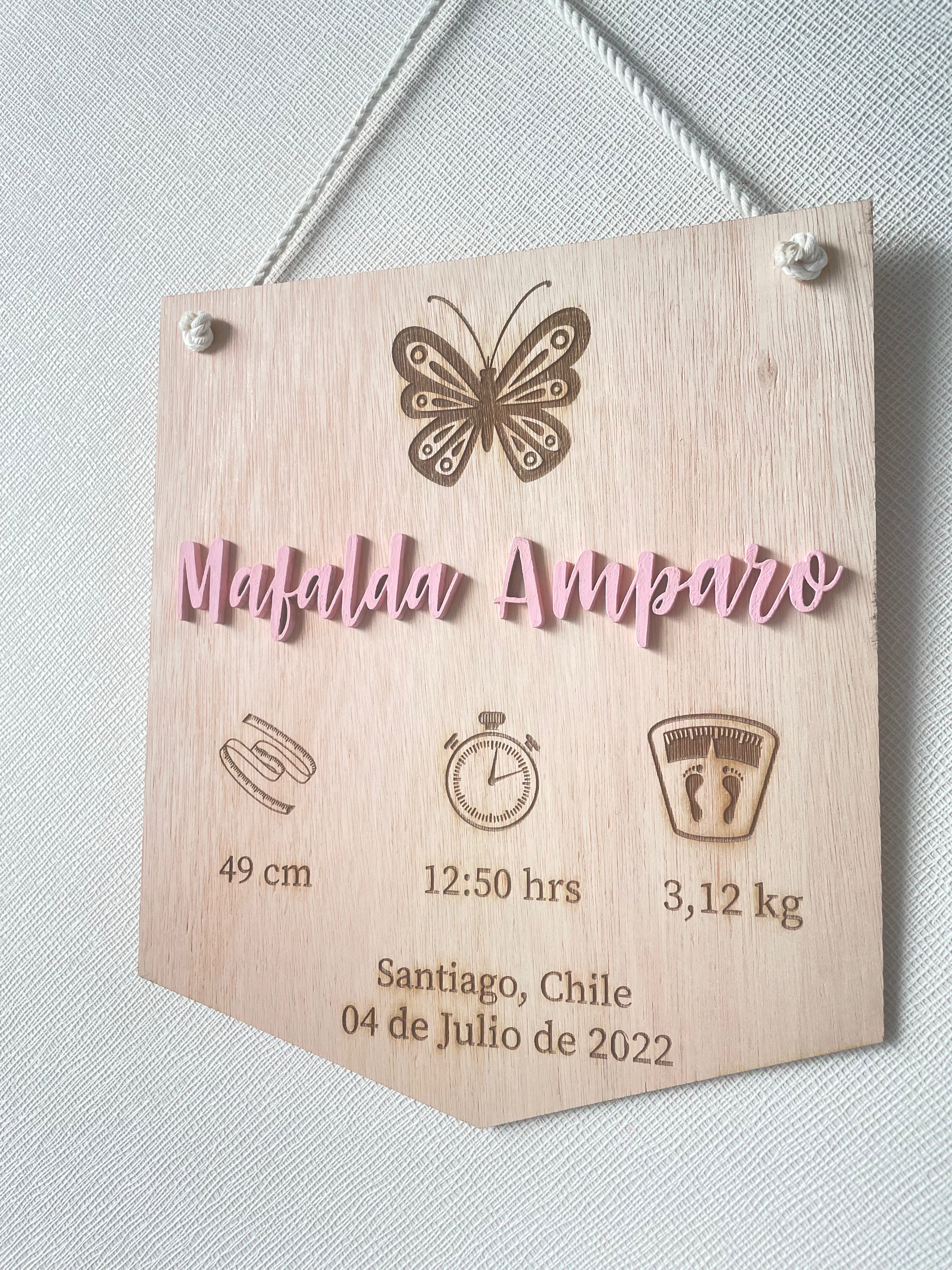 Cartel datos nacimiento Mariposa
