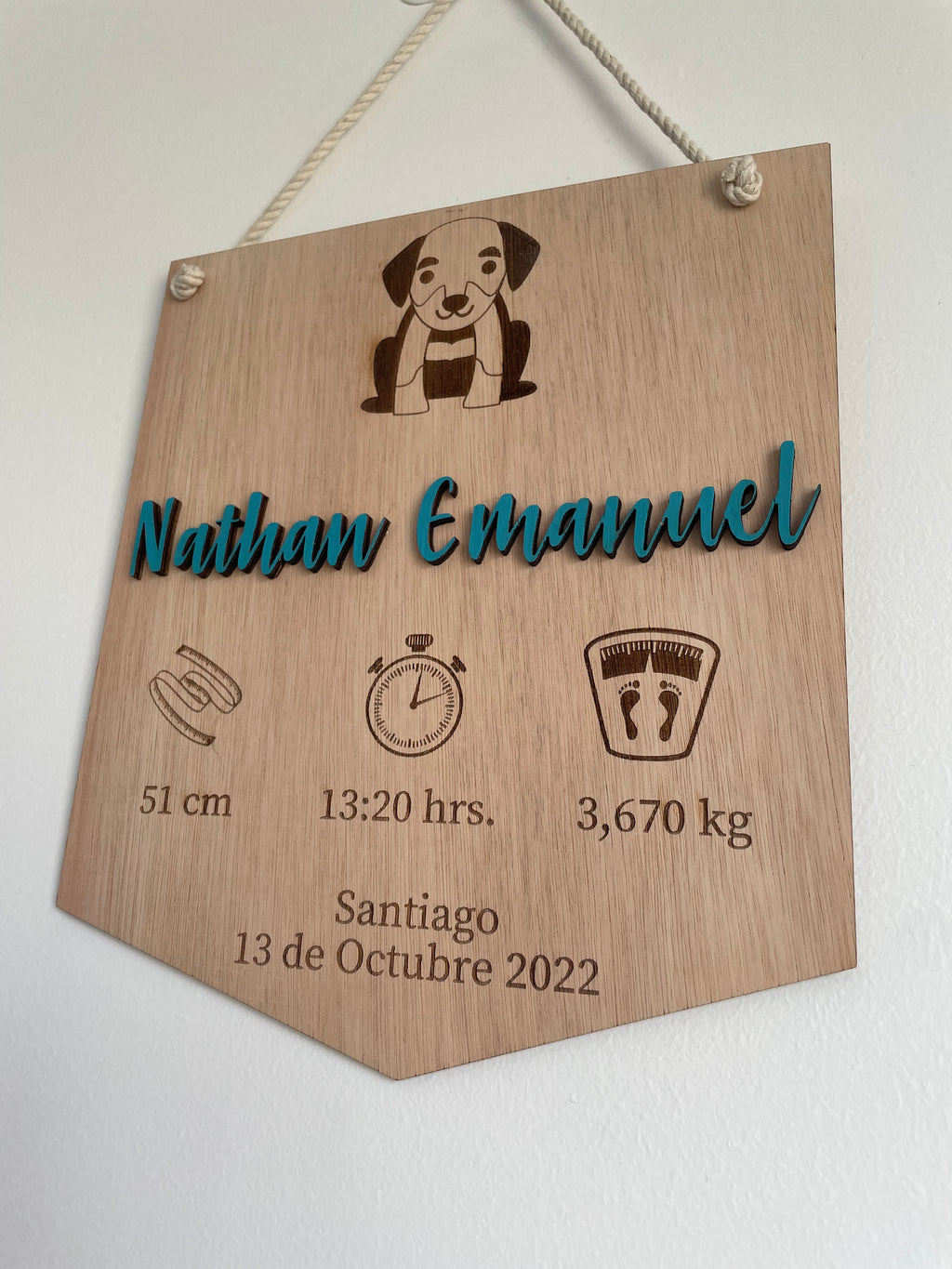 Cartel datos de nacimiento diseño perro